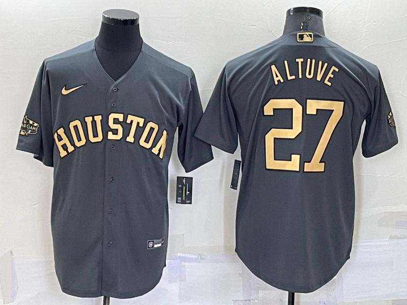 Men Houston Astros 27 Altuve Grey 2022 All Star Nike MLB Jersey